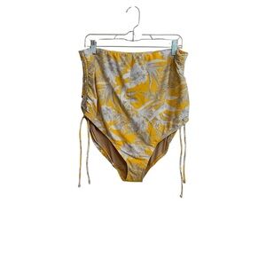 Swim by Cacique Yellow Floral High Wasit Plus Size Bikini Bottoms Size 16